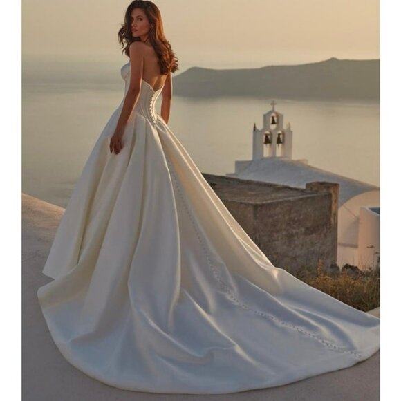 NWOT Madison James MJ1109 Fialma Satin Ball Gown Wedding Dress Strapless Corset - Picture 6 of 11